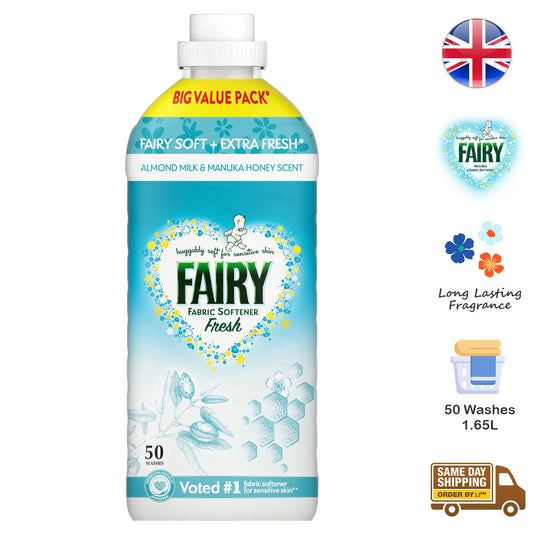 Fairy Laundry Fabric Softener Clothes Fresh Almond Milk & Manuka 50 Wash 1.65L