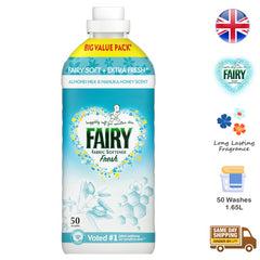 Fairy Laundry Fabric Softener Clothes Fresh Almond Milk & Manuka 50 Wash 1.65L