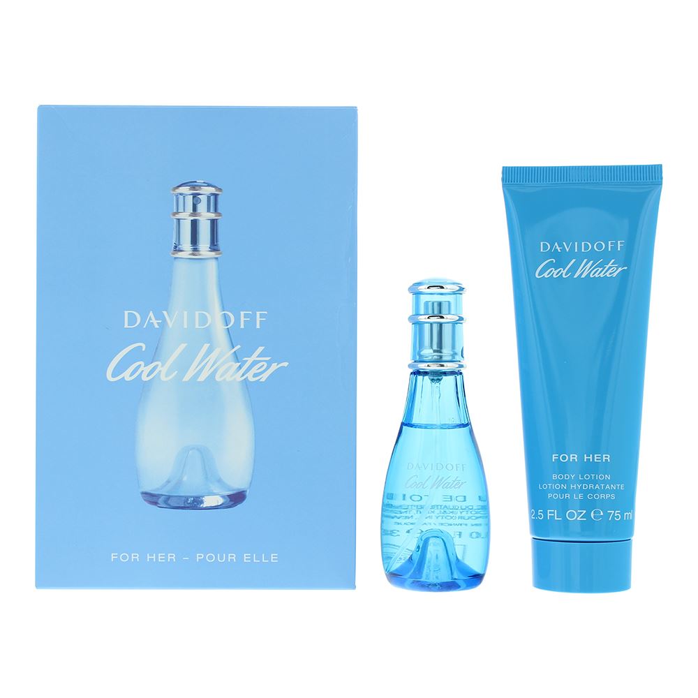 Davidoff Cool Water For Her 2 Piece Gift Set: Eau de Toilette, Body Lotion