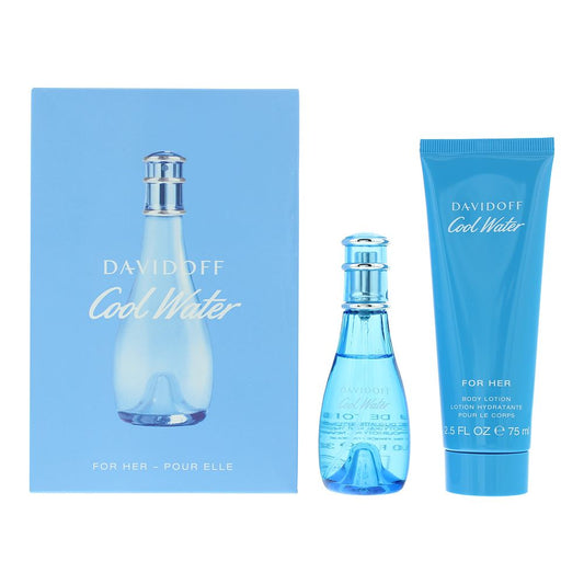 Davidoff Cool Water For Her 2 Piece Gift Set: Eau de Toilette, Body Lotion