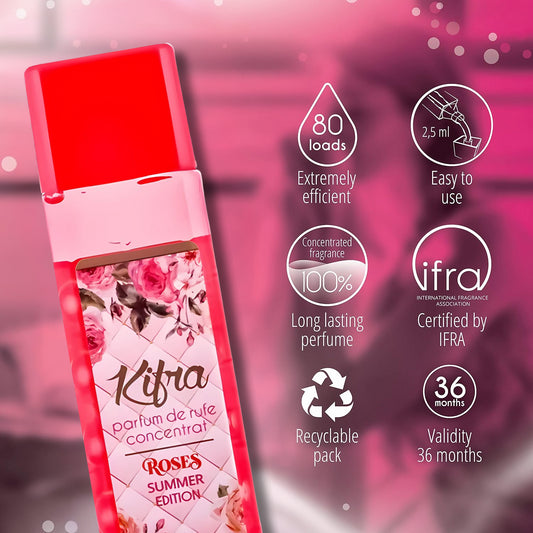 Kifra Roses Concentrated Final Laundry Rinse Fragrance Gentle Cloth 80W 200ml