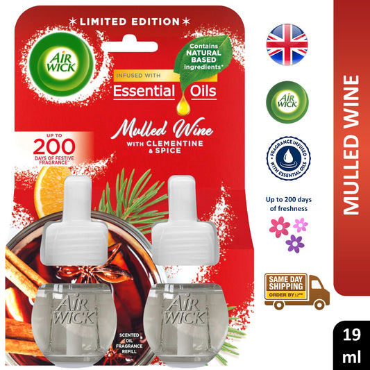Airwick Plugin Scented Oil Refills Air Freshener Mulled Wine Twin Pack 19ml