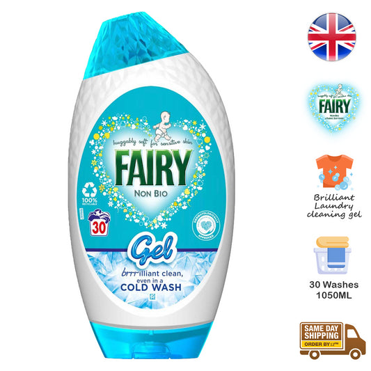 Fairy Non Bio Laundry Detergent Washing Gel Stain Remover Cold 30 Washes 1050ml