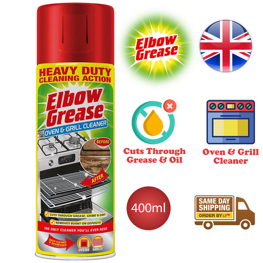 Elbow Grease Oven Grill Cleaner Spray Heavy Duty Cuts Grease Grime Dirt 400ml
