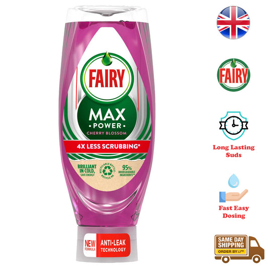 Fairy Max Power Washing Up Liquid Kitchen Dish Cleaner Cherry Blossom 640ml
