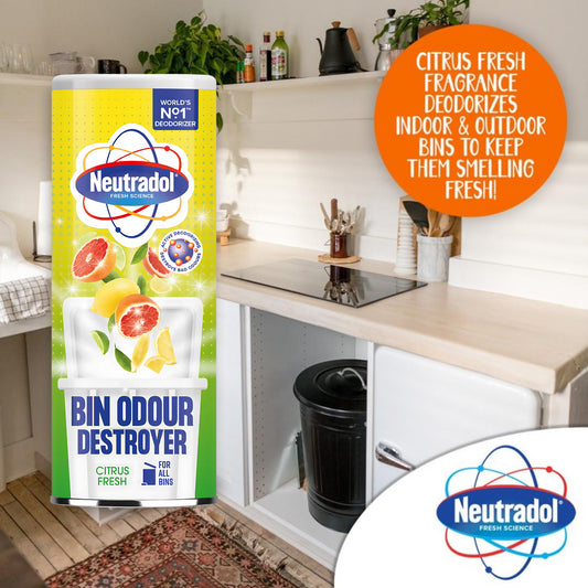 Neutradol Dust Bin Freshener Odour Destroyer Powder Citrus Fresh Fragrance 350G
