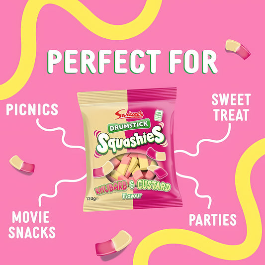 Swizzels Squashies Drumstick Rhubarb & Custard Flavour Sweet Candy 120G