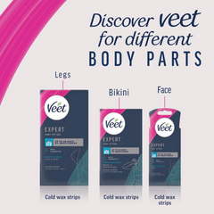 Veet Expert Cold 20 Wax Strips Legs & Body Sensitive Skin with 2 Finish Wipes