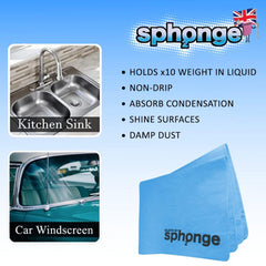 Sph2Onge Cleaning Cloth Non Drip Super Absorbent Surface Dirt Cleaner Blue