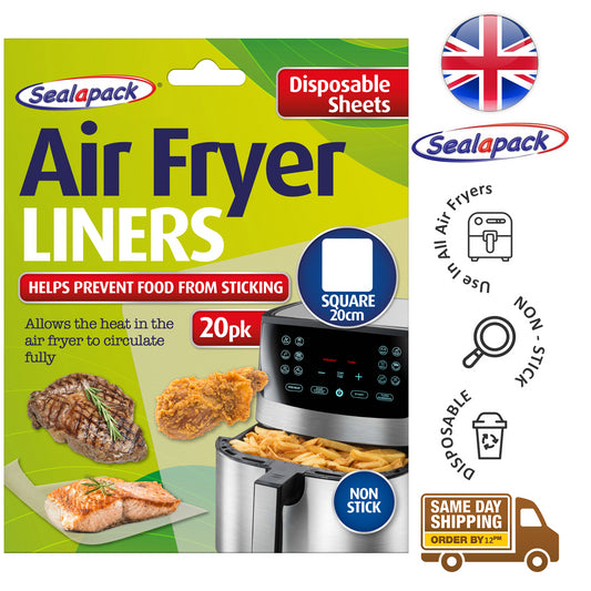 20Pk Disposable Air Fryer Liner Paper Non-Stick Cooking 20Cm Square Sheet
