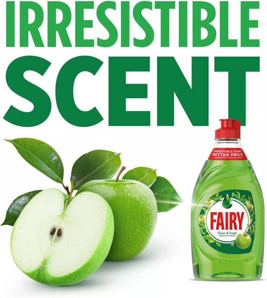 Fairy Washing Up Liquid Kitchen Scourer Dish Cleaner Bundle Apple Rhubarb 320ml