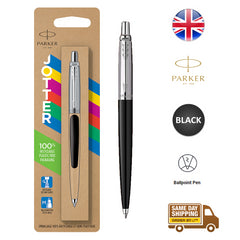 Parker Jotter Ballpoint Pen Medium Black Ink Stainless Steel Barrel Body