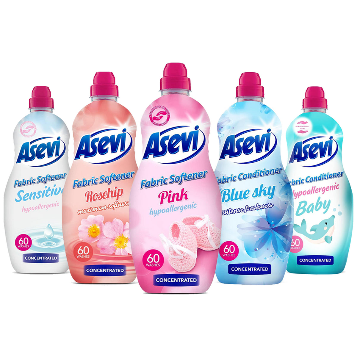 Asevi Fabric Conditioner Softener Bundle Concentrate Laundry Liquid 60W 1.38L