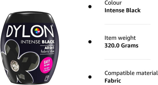 Dylon Machine Dye Pod Black Fabric Washing For Clothes 350G