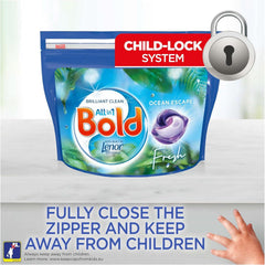Bold Ocean Escape Fresh Washing Detergent Capsules Pods Fabric Clothes 64 Washes