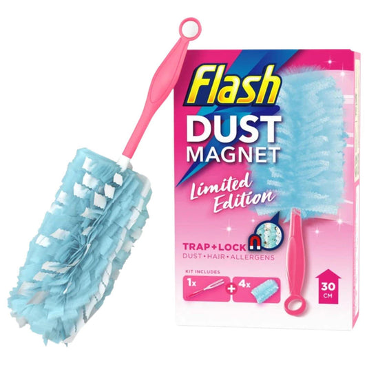 Flash Dust Standard Starter Magnet Duster TrapLock Pink Kit 1 Handle 4 Refills