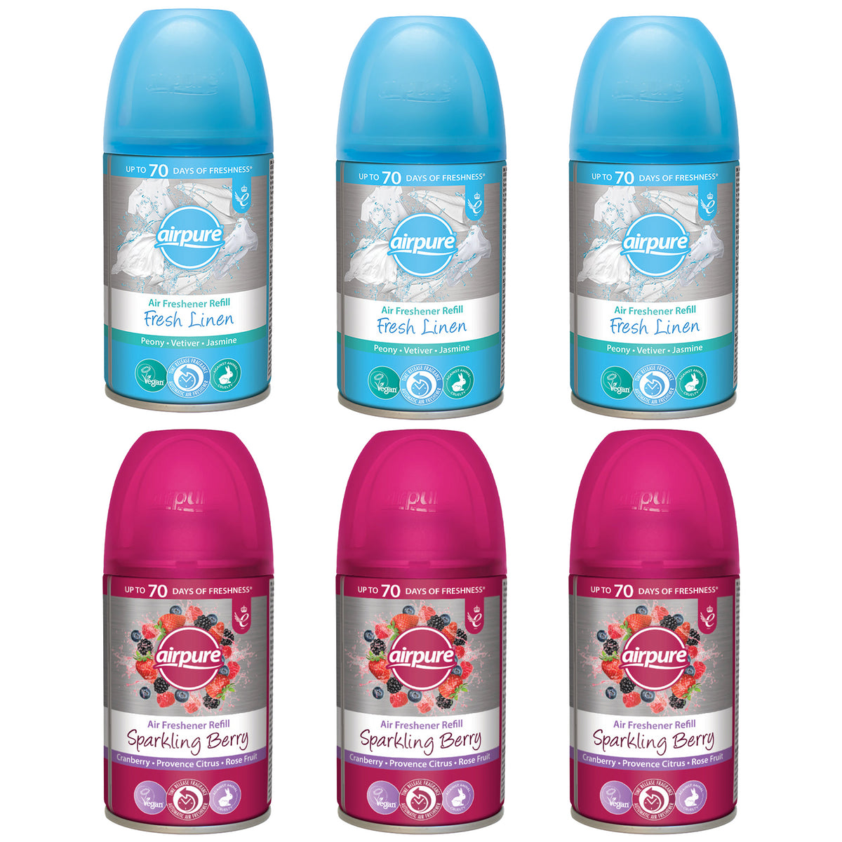 Airpure Air Freshener Refill Home Room Office Fragrance Spray 250ml Bundle Set