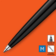 Parker Jotter Ballpoint Pen Medium Black Ink Stainless Steel Barrel Body