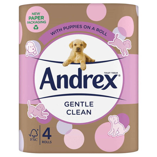 Andrex Gentle Clean Toilet Tissue Rolls Paper Sheet Soft Dermatologically Tested