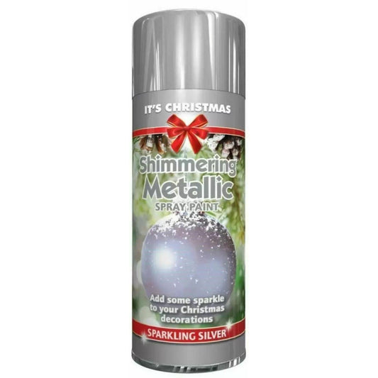 Shimmering Metallic Spray Paint For Christmas Decoration Silver 200ml