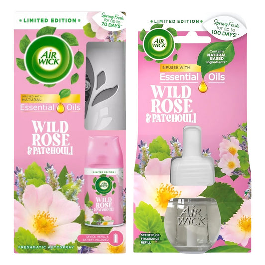 Air Wick Wild Rose Patchouli Freshmatic Autospray Oil Plug-In Refill Bundle Set