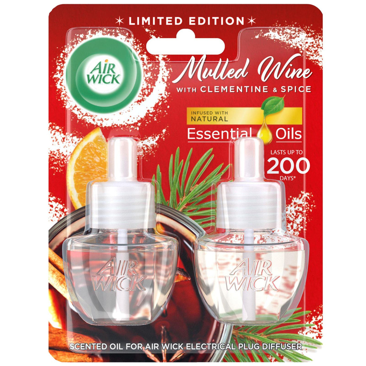 Airwick Plugin Scented Oil Refills Air Freshener Mulled Wine Twin Pack 19ml