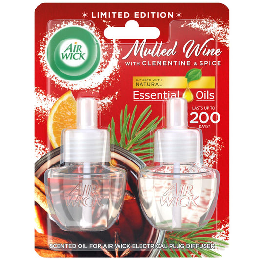 Airwick Plugin Scented Oil Refills Air Freshener Mulled Wine Twin Pack 19ml