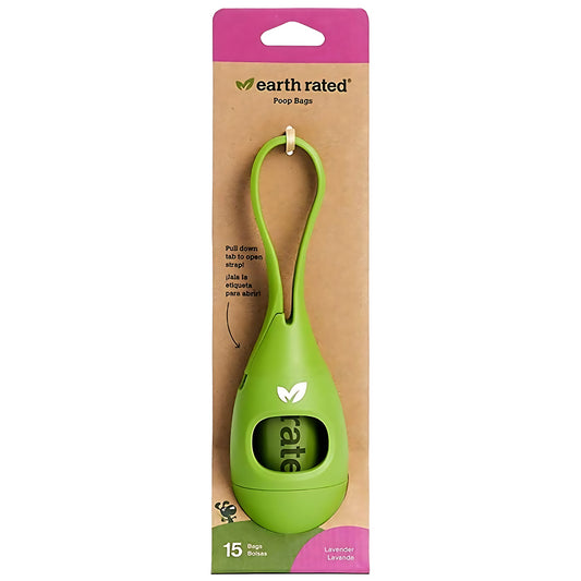 Earth Rated Leish Dispenser With 15 Poop Bags Lavender Scent Bag