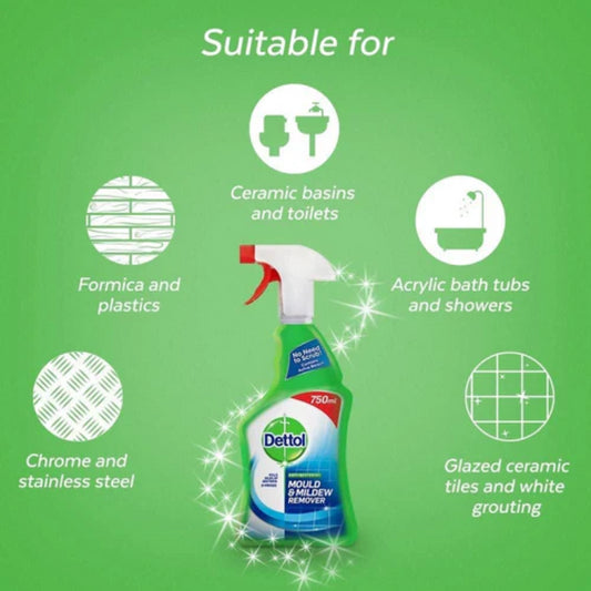 Dettol Mould Mildew Remover Spray Bathroom Kitchen 750ml