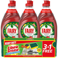 Fairy Washing Up Liquid Kitchen Scourer Cleaner Set Pomegranate Grapefruit 320ml