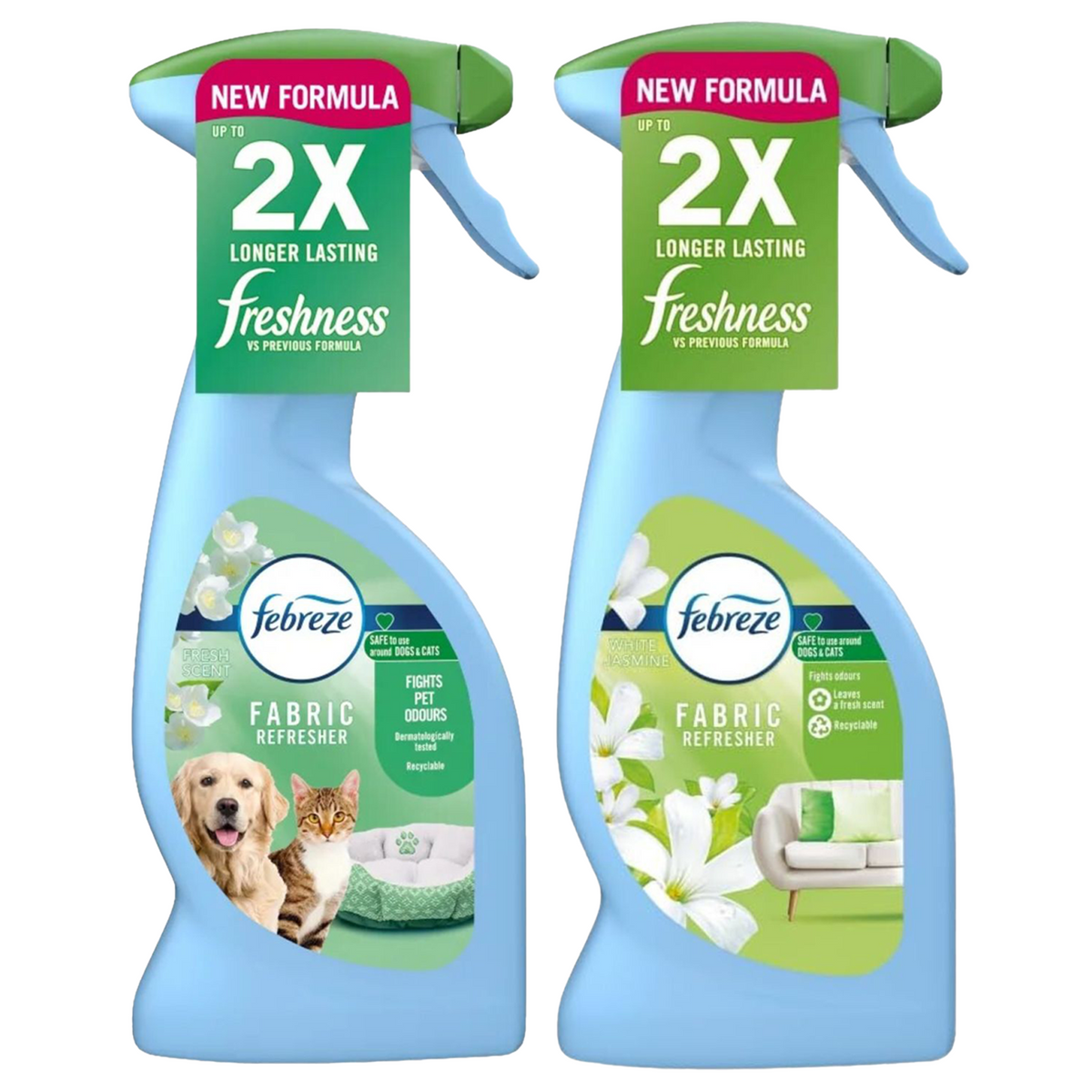 FEBREZE FABRIC REFRESHER FRESH SCENT PETS & WHITE JASMINE 375ML BUNDLE