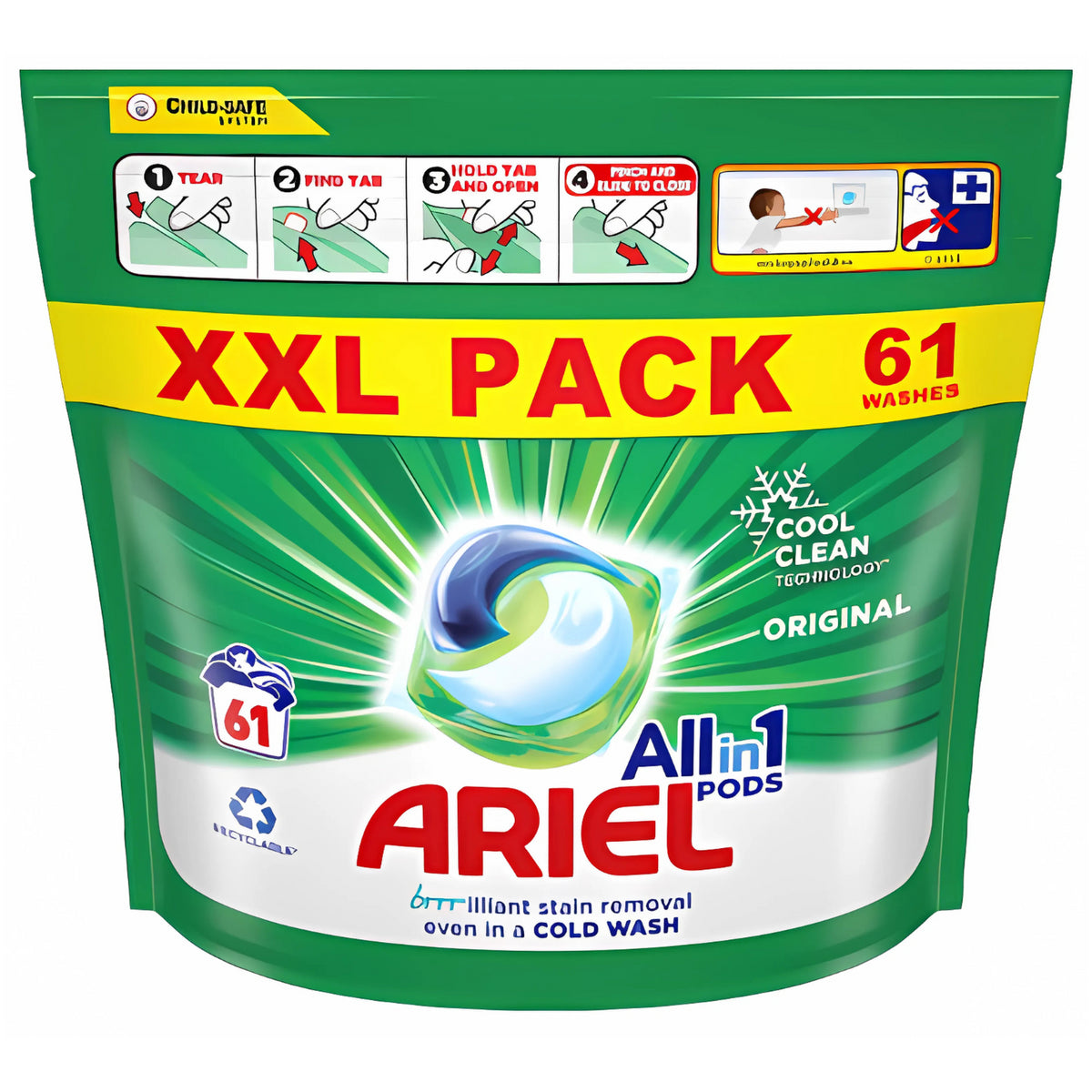 Ariel All In 1 Pods Original For Laundry Clothes Fabric Stain Remover 61W