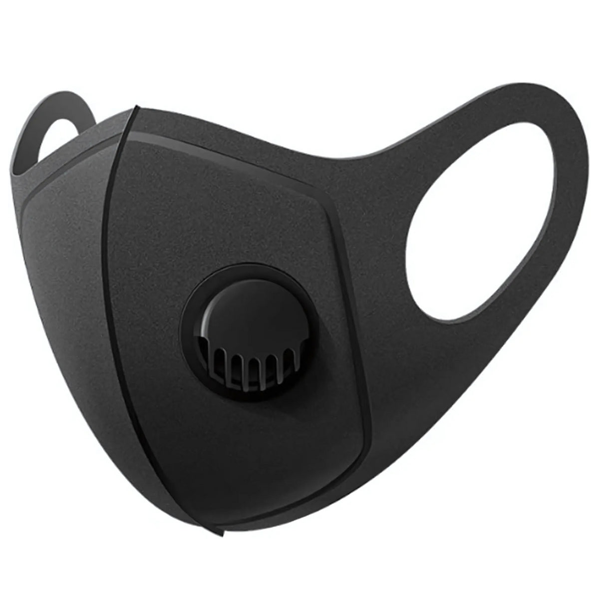 Reusable Black Face Mask With Breathing Valve For Running Outdoor Cycling