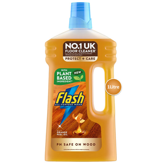 Flash New All Purpose Wood Floor Cleaner Liquid Orange Peel Oil Scent 1L