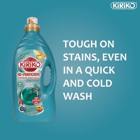 Kiriko Clothes Laundry Detergent Washing Liquid Hugeine Sanitising 42 Wahes 3L