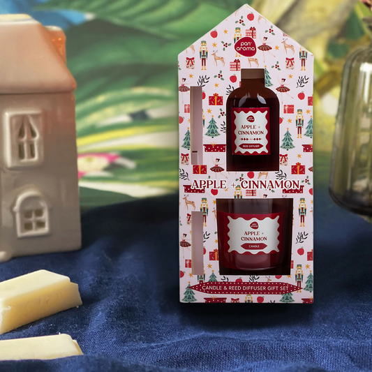 Pan Aroma Apple & Cinnamon Fragrance Bundle | Reed Diffuser, Candle & Pot Pourri