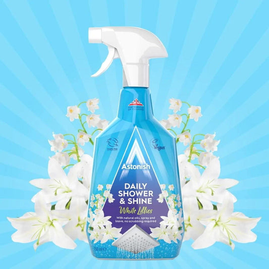 Astonish Daily Shower Shine White Lilies Oils Spray 750ml No Scrubbing Required