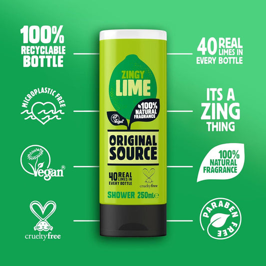 Original Source Body Shower Gel Zingy Lime Natural Fragrance Scent 250ml