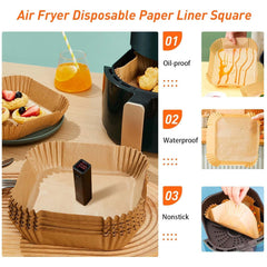 Air Fryer Disposable Non-Stick Baking Steamer Liner Paper Parchment Square 50Pcs