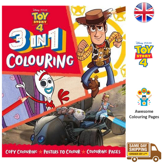 Disney Toy Story 4 3 In 1 Colouring Book Favourite Characters For Kids Boys Girl