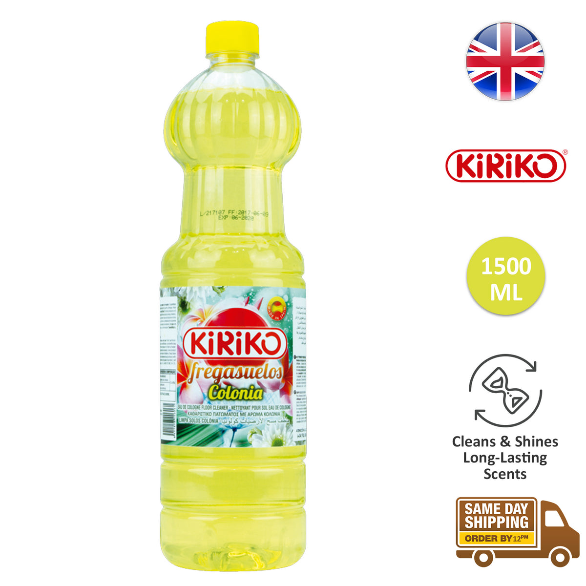 Kiriko Floor Cleaner Liquid Cleans Multi Surfaces Dirt Colonia 1.5L