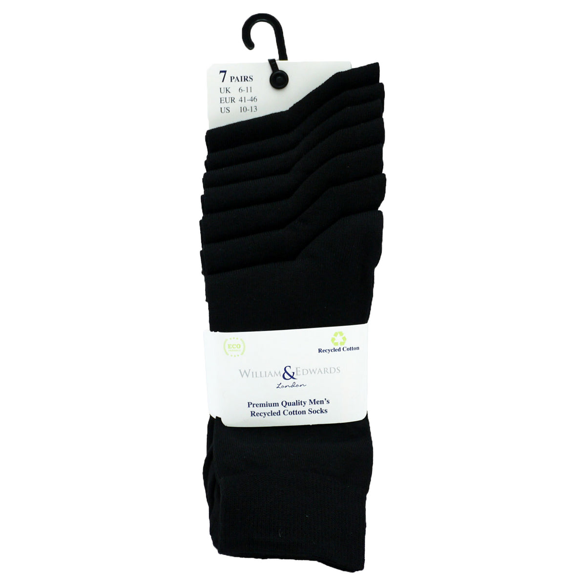 William & Edwards London Mens Socks Cotton Material Black Uk 6-11