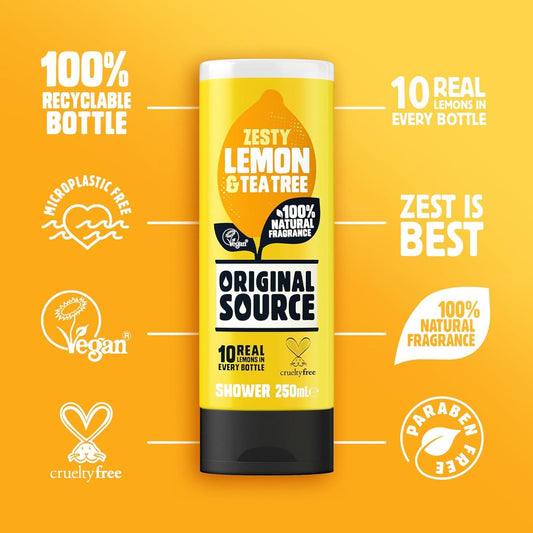 Original Source Shower Gel Zesty Lemon Tea Tree Natural Fragrance Scent 250ml