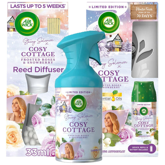 Air Wick Cosy Cottage Air Freshener Spray Reed Diffuser Frosted Roses Snowberry