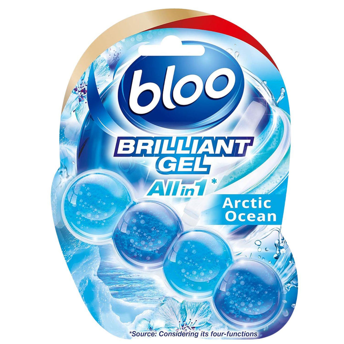 Bloo All In 1 Brilliant Toilet Gel Rim Block Cleaner Freshener Arctic Ocean 42G