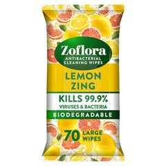 Zoflora Antibacterial Multi Surface Cleaning 70 Large Wipes Lemon Zing