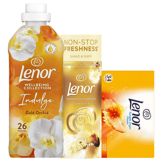 Lenor In Wash Scent Booster, Fabric Conditioner, Tumble Dryer Sheets Bundle Set