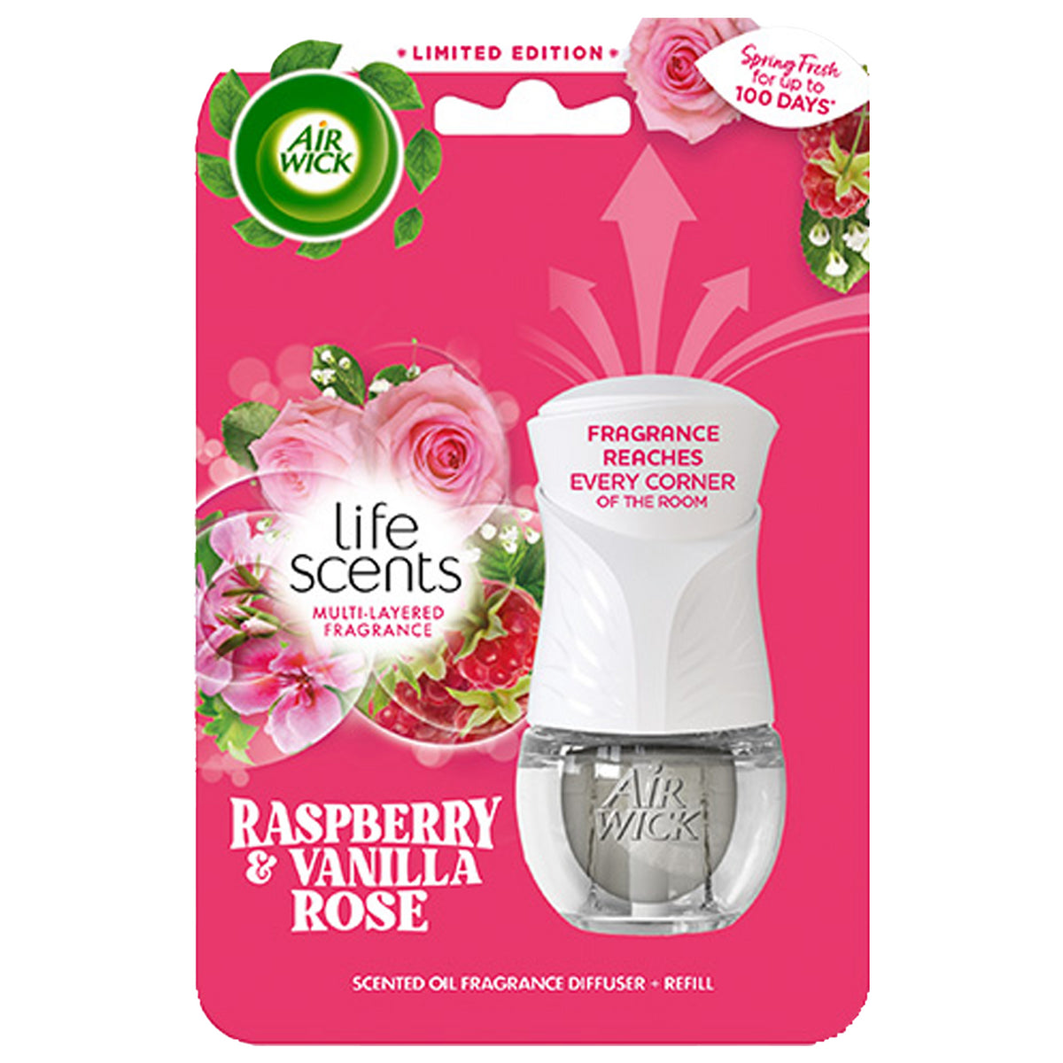 Air Wick Plug In Refills Air Freshner Raspberry Vanilla Rose Liquid Oil 19ml X1