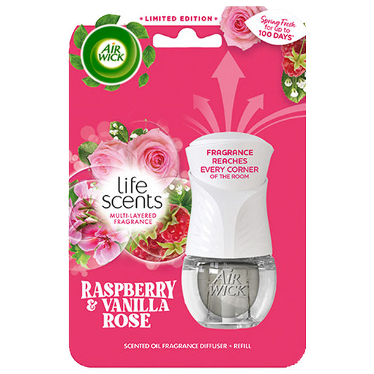 Air Wick Plug In Refills Air Freshner Raspberry Vanilla Rose Liquid Oil 19ml X1