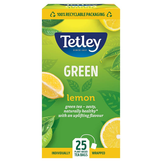 Tetley Tea Green Tea Bags Lemon Individually Wrapped Sachets
